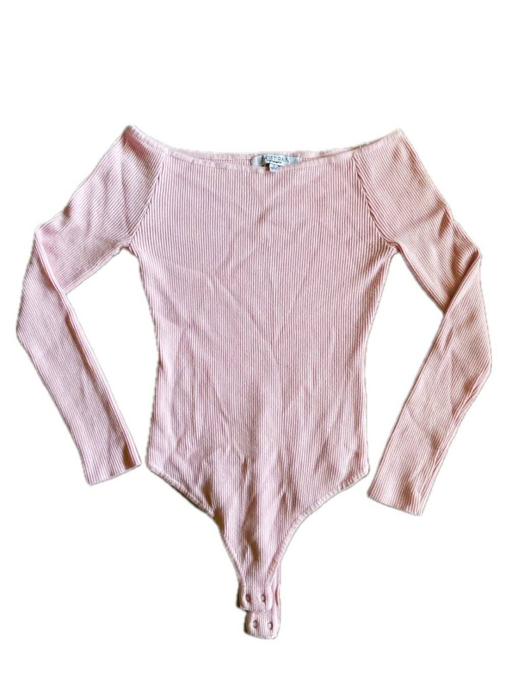 Sweet Rain Ribbed Long Sleeve Light Pink Bodysuit *Contemporary, Casual, Office*